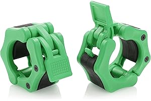 AbraFit 2” Olympic Barbell Clamps - Solid ABS Locking Barbell Collars with Quick Release - for Professional Training Strong Lifts and Olympic Training- Set of 2 (Green)