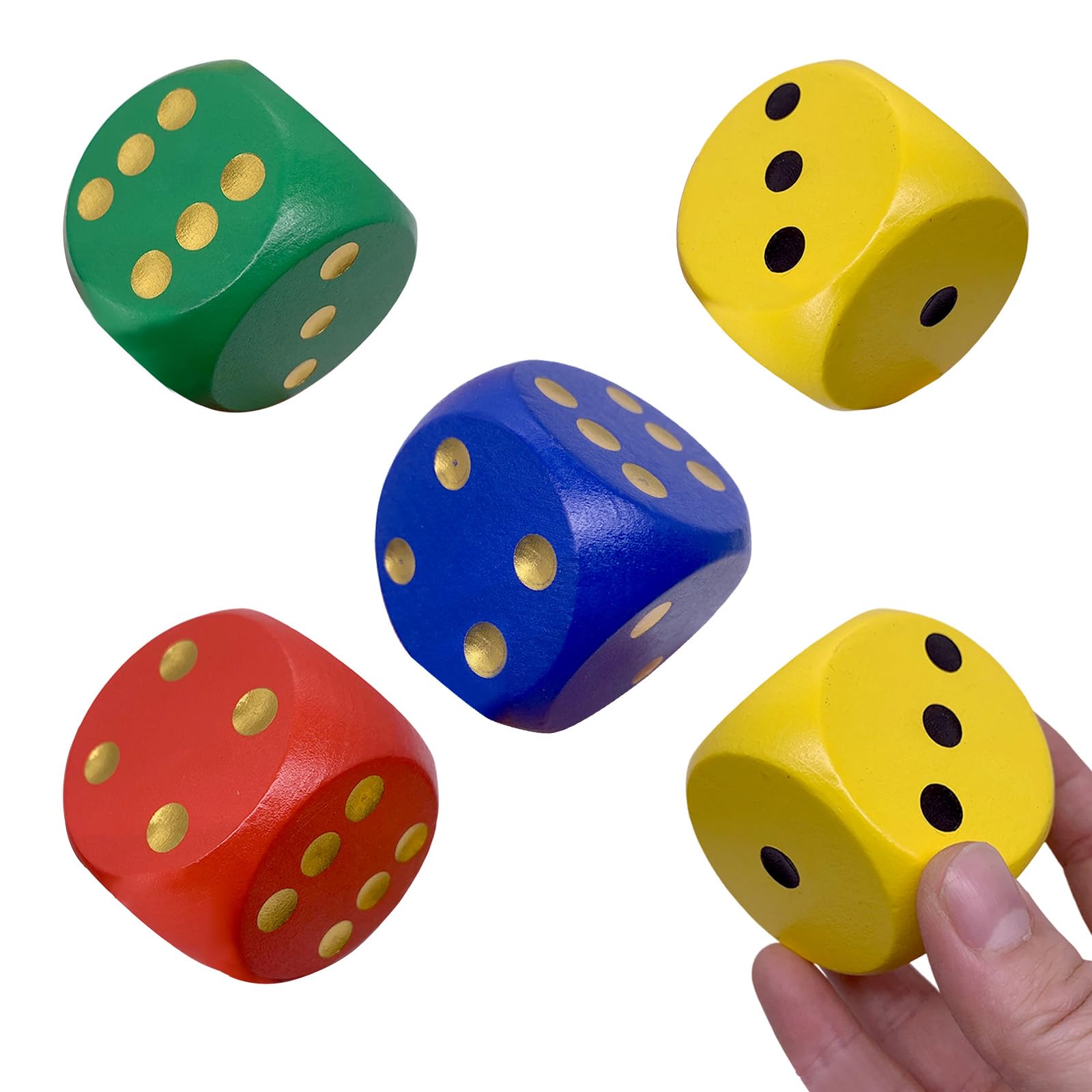 4 Pieces Colorful Large Dice Round Edge Wooden Big Dice 4CM for Party Family School Games