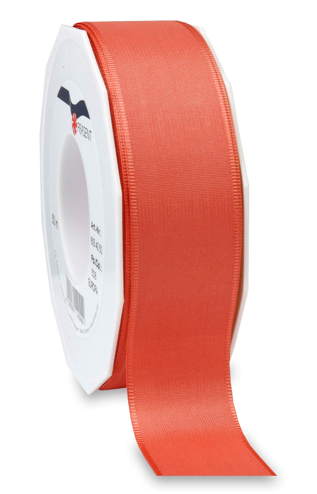 Präsent - Europa Taffeta Ribbon Living Coral 40 mm Width, 50 m Length