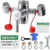 Yeipower Faucet-Mounted Eye-Wash Staion Kit - Emergency Eyewash Staion OSHA Approved Sink Faucet Attachment First Aid Eye Flush Kit