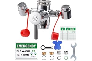 Yeipower Faucet-Mounted Eye-Wash Staion Kit - Emergency Eyewash Staion OSHA Approved Sink Faucet Attachment First Aid Eye Flu