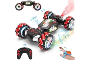 Fosgoit Gesture Sensing RC Stunt Car Toys for 6-12 Boys Girls, Birthday Gifts for Kids, 2.4Ghz 4WD Hand Controlled RC Car with Light & Music & Spray, Double-Sided 360° Rotating