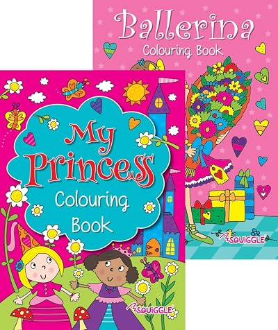 Squiggle My Princess & Ballerina Colouring Books 2 Pack A4 72 Pages Each