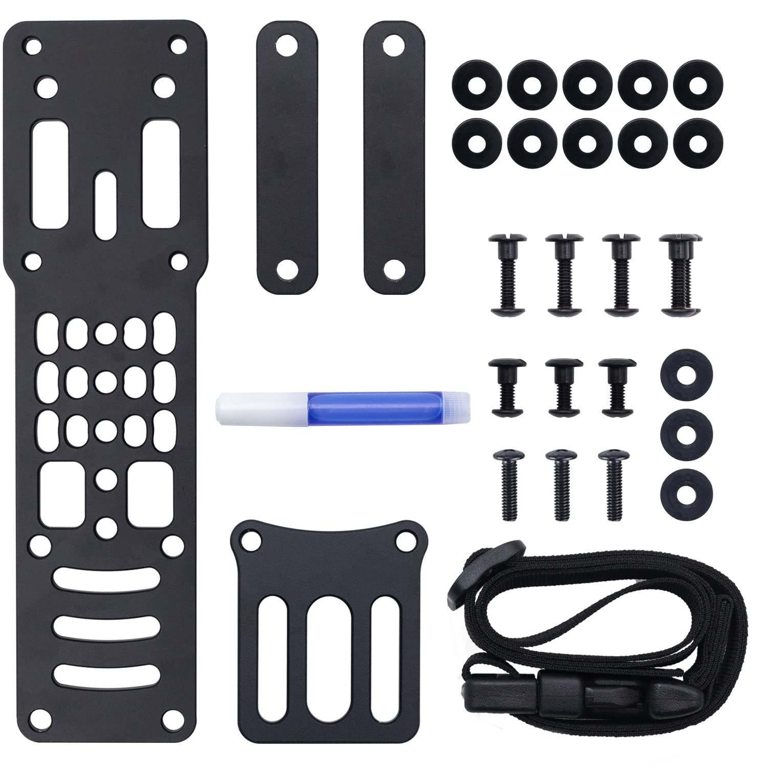 Zhongren Metal Modular Holster Adaptor Universal Expansion Board Adjustable Multi-Angle Hole Tactical Sinking Holster Drop Leg Hanging Plate Compatible Safariland QLS, G-CODE, Blackhawk Models (Black)