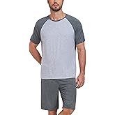 COLORFULLEAF Mens Pajamas Set Shorts and Shirt Bamboo Rayon Sleepwear Summer Nightwear Lightweight Sleep Sets S-XL