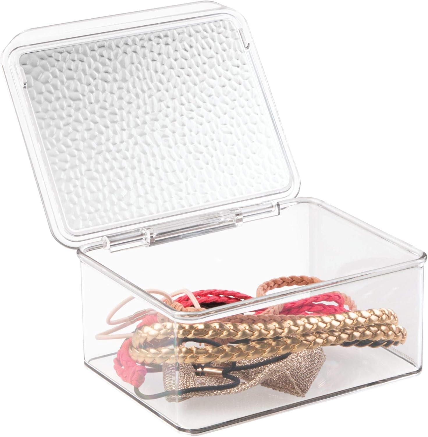 iDesign Rain Plastic Vanity Organizer Box with Lid, Cosmetic Storage Container for Vanity