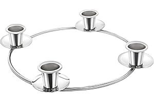 ELITE HOLIDAY PRODUCTS Christmas Silver Advent Ring Wreath. for Advent and X-mas Candle Candles Holder Décor Decorations