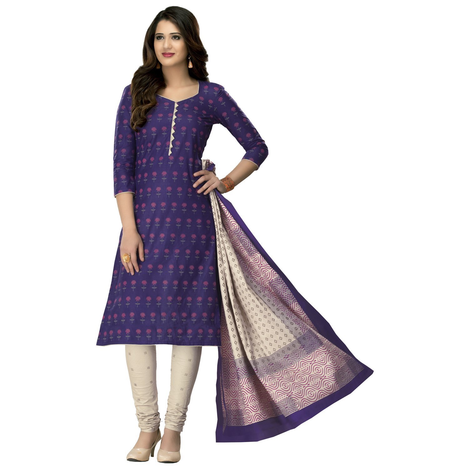 angelfab women's cotton dress material, free size (2015_dup, multicolour)
