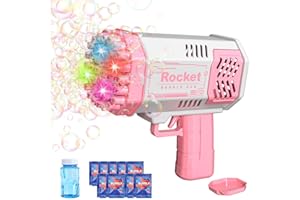 BMONATY Bubble Machine Gun Mini Bubble Gun for Toddlers, Bubble Maker Blower Toys with Lights,4000+ Bubbles Per Minute for Boys Girls Toddlers Outdoor Indoor Birthday Wedding Party (Blue) (Pink)