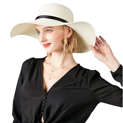 Foldable Wide Brim Straw Sun Hat for Women UPF50+ Guyana Ubuy