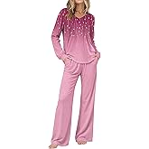 Ekouaer Women's Pajama Sets Long Sleeve Sleepwear 2 Piece Lounge Set Soft Pjs Nightwear
