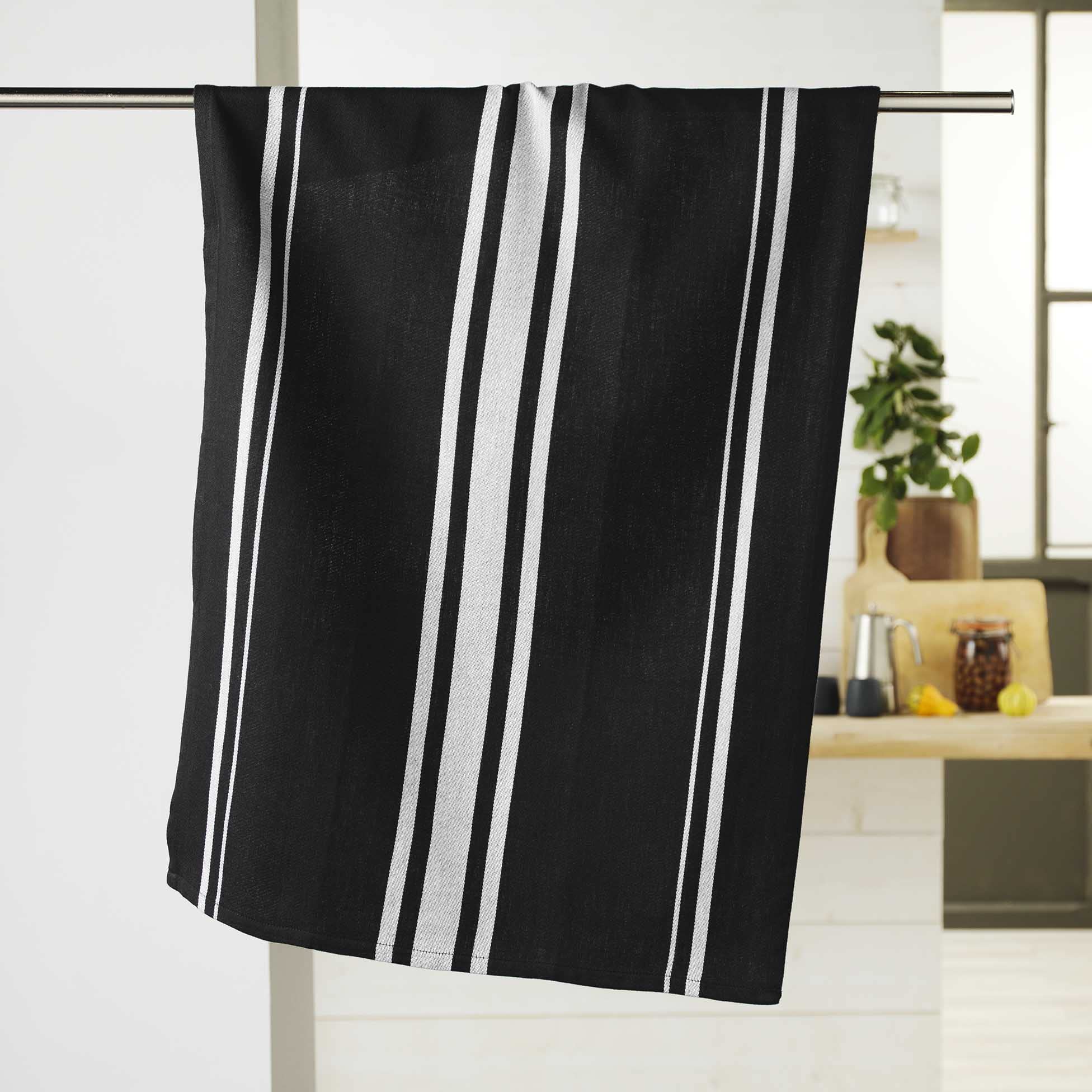 Douceur d'Intérieur Counter Tea Towel, Cotton, Black, 50 x 70 cm