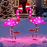 Solar Flamingo Light 2 Pcs,Solar Garden Lights Decorations Outdoor Waterproof,Pink Flamingo Garden Statue,Birthday Gifts for Women Mom Grandma for Yard Lawn Walkway Pathway Patio Porch