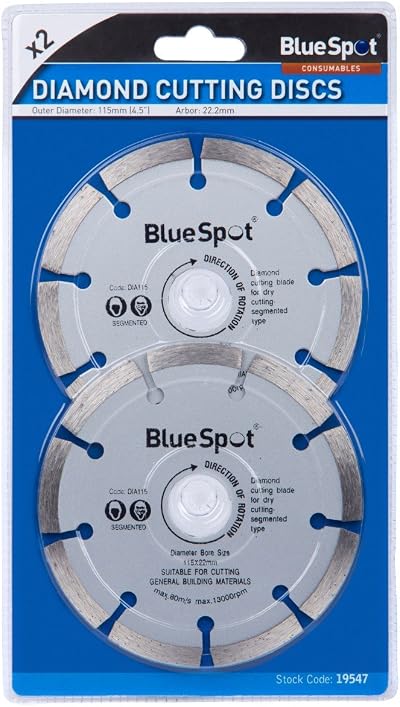 Blue Spot Tools 19547 Segmented Diamond Dry Cutting Disc 115 mm 2 Piece