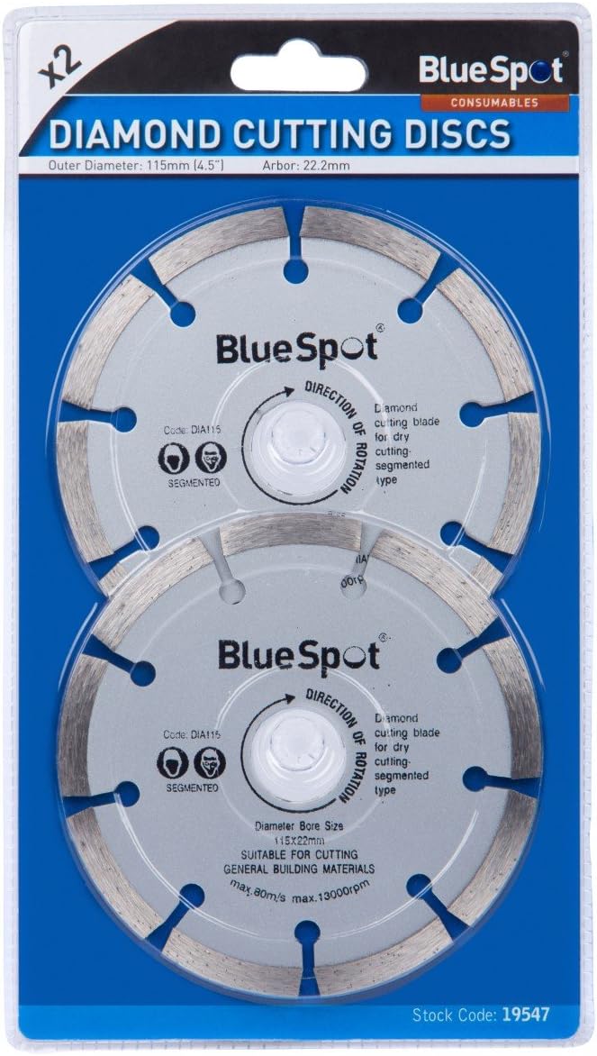 Blue Spot Tools 19547 Segmented Diamond Dry Cutting Disc 115 mm 2 Piece