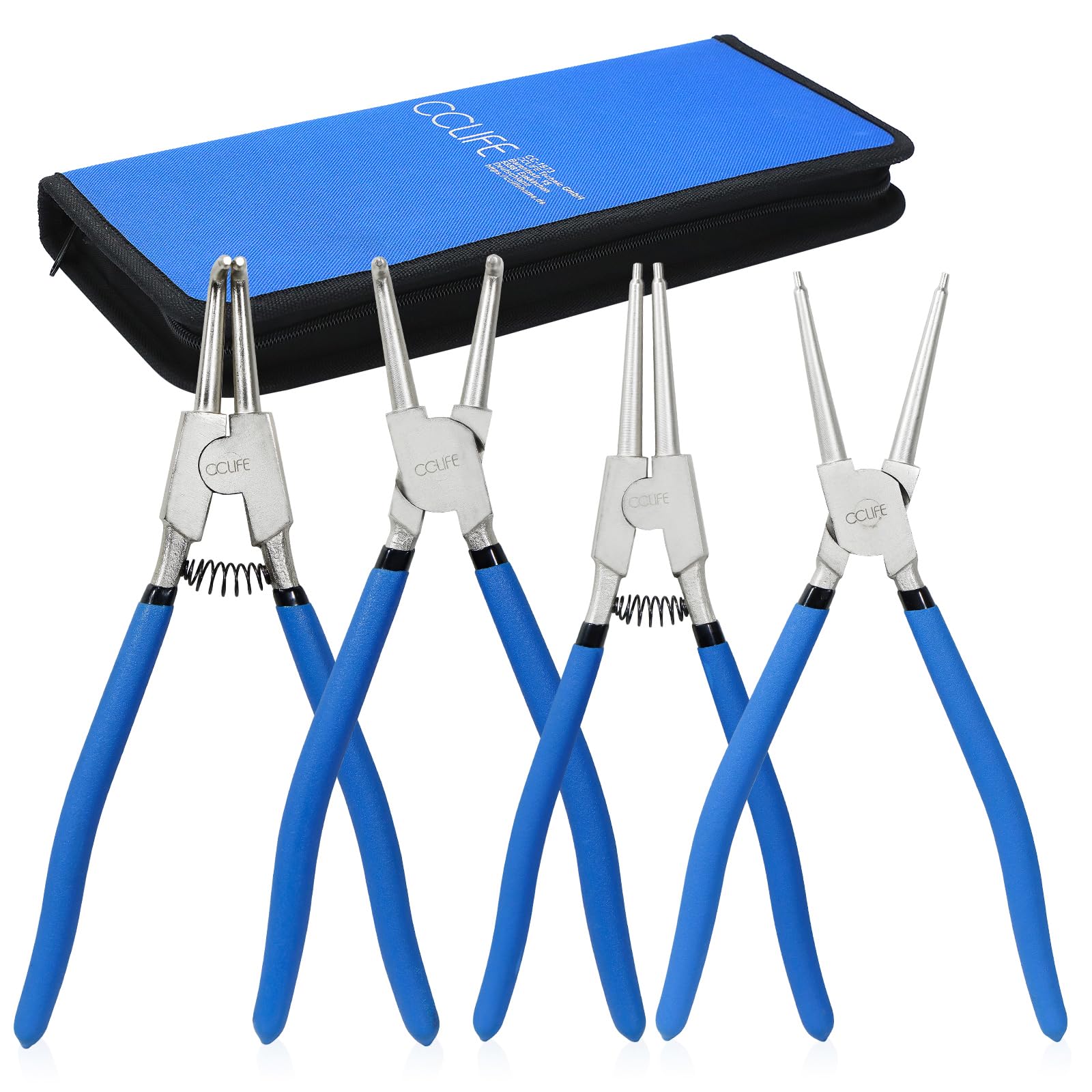 Snap Ring Pliers, Safety Ring Pliers, Circlip Pliers, 4-Piece Set, 300 mm, Inside/Outside