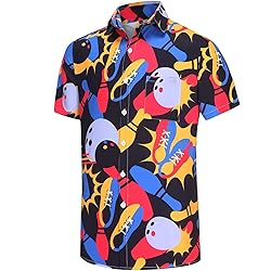 KYKU Mens Bowling Shirts 1950s Hawaiian Shirt