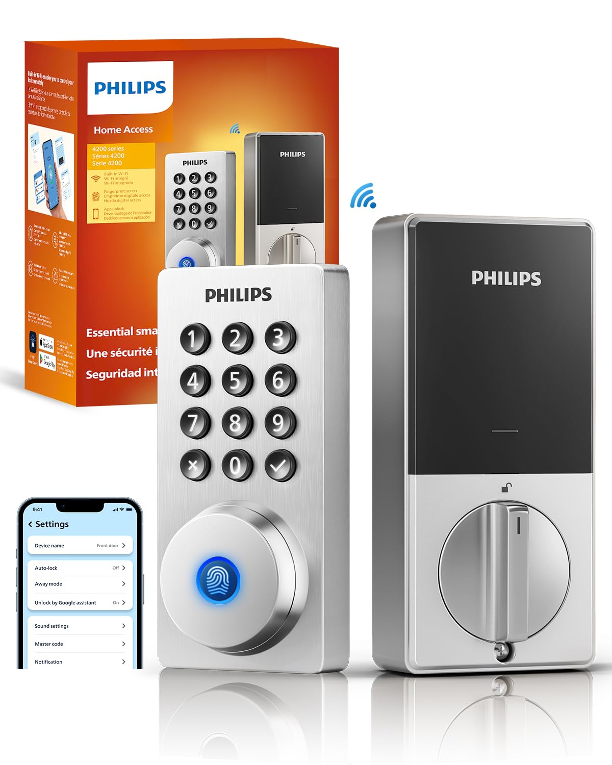 Photo 1 of Philips Wi-Fi Door Lock, WiFi Smart Lock Keyless Entry Deadbolt for Front Door, Remote Control, Built-in WiFi, APP Fingerprint Passcode Unlock, Auto Locking