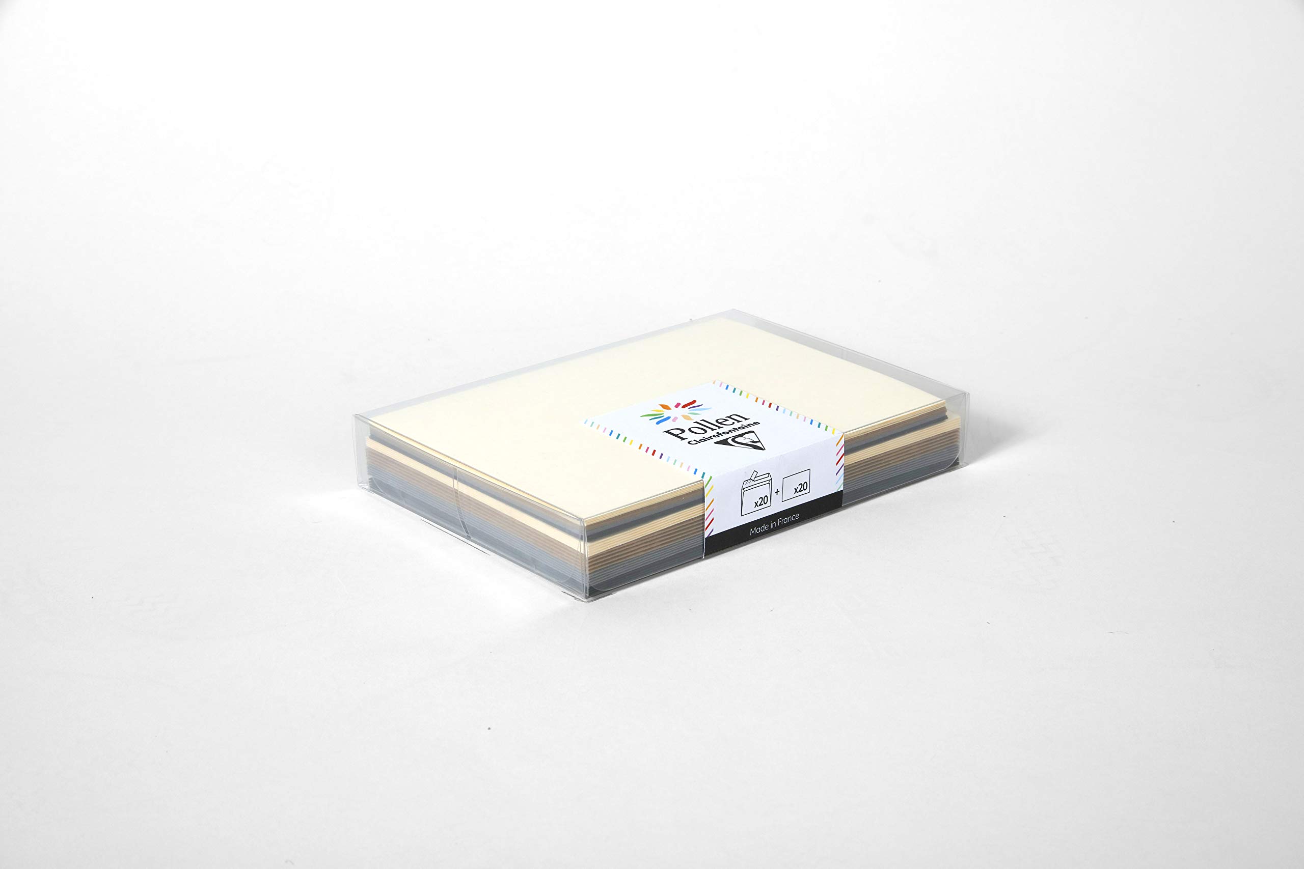 Clairefontaine 20902C Set of 20 Self-Adhesive Envelopes Format C6 11,4x16,2cm 20 Plain Cards 11x15,5cm Correspondence Pollen Casual Theme 4 Different Colours