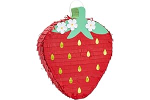 Strawberry Pinata - Fruit Themed Summer Birthday Party Decorations (Small, 16.5 x 13 x 3 in)