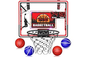 OPO KIDS Indoor Basketball Hoop, Mini Basketball Hoop with LED Lights, Timer and Scoreboard, Indoor Basketball Hoop for Kids 8-12, for Boys and Girls