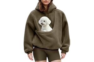Women's Pet Carrier Hoodies Cat Dog Pet Pouch Animal Holder Hoodie Sweatshirt Fleece Long Sleeve Kangaroo Pocket Sweater Top