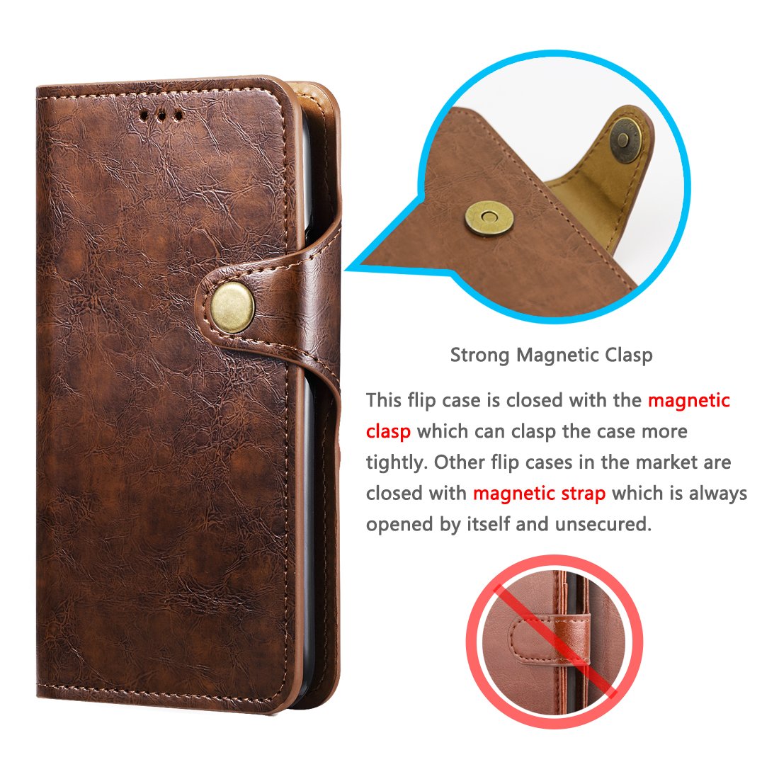 AxPower for iPhone 7 Plus iPhone 8 Plus Wallet Leather Case with Card Holder Folio Flip Cell Phone Cover with Stand Holder for Man and Women (i7 Plus & i8 Plus (Brown))