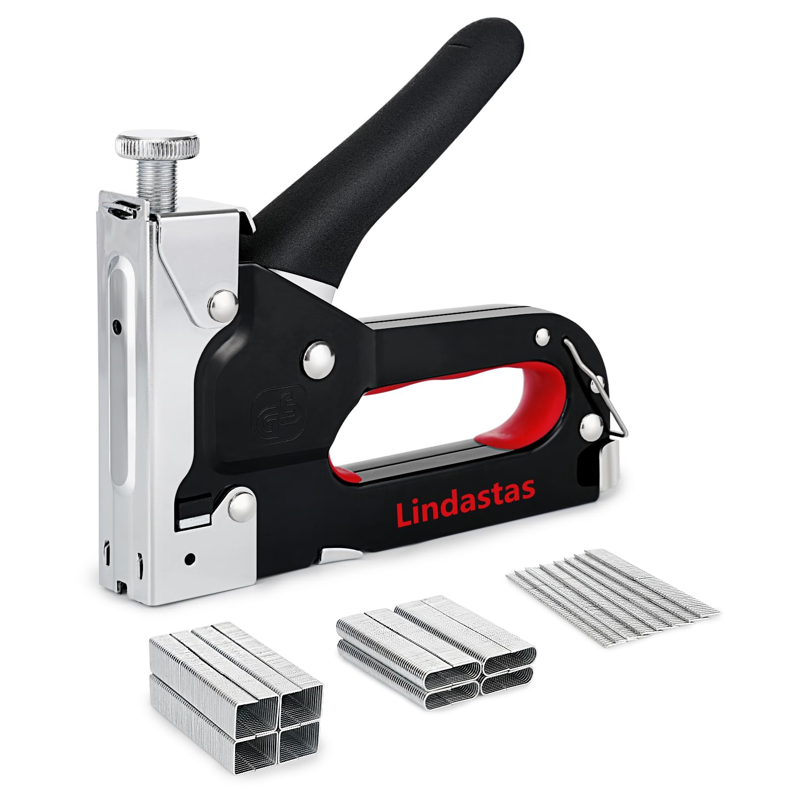 Staple Gun,Heavy Duty Staple Gun,3 in 1 Upholstery Heavy Duty Staple with 1200 Staples,Adjustment Nail Steel Gun for Wood, Crafts, Carpentry, Decoration DIY (Black Duty Heavy Staple+1200nail)