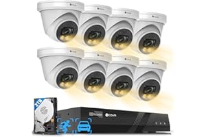 FORCOVR 4COVR PoE Security Camera System, 2 Way Audio Talk & Smart Color Night Vision, 8X 5MP IP67 IP Dome Camera, 4K 8CH H.265 NVR 2TB HDD, AI Human Vehicle Detection, 24/7 Recording, LY97KA5M0808