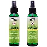 TICK BAN Yaya Organics Extra Strength Tick Repellent Made with Essential Oils and All Natural, DEET Free Ingredients | Proven Effective, Safe for Adults, Kids and Dogs | 4 Ounce 2 Pack
