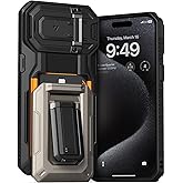 VRS DESIGN Origin Wallet Card Holder Case [3 Cards] for iPhone 15 Pro Max (2023), Rugged Semi-Automatic 3-Card Slot & Kickstand Case (Silver)