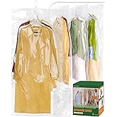 Colemoly Hanging Vacuum Storage Bags for Clothes 6 Pack 53.1x27.6 Inches Large Transparent Vacuum Seal Bags, Space Saving Storage Bags for Dresses/Coats/Suits, Waterproof/Dustproof/Wrinkle-Free