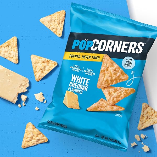 POPCORNERS POPPED CORN SNACKS, WHITE CHEDDAR, 1 OUNCE (PACK OF 20) (PACKAGING MAY VARY)