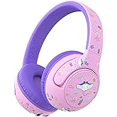 iClever BTH27 Toddler Headphones for 2+ Year Old-CPC Certified, 75/80dBA Safe Volume Limited, 74H Playtime, Bluetooth 5.4, BPA Free, Kids Bluetooth Headphones Aux Cord for Travel iPad, Purple