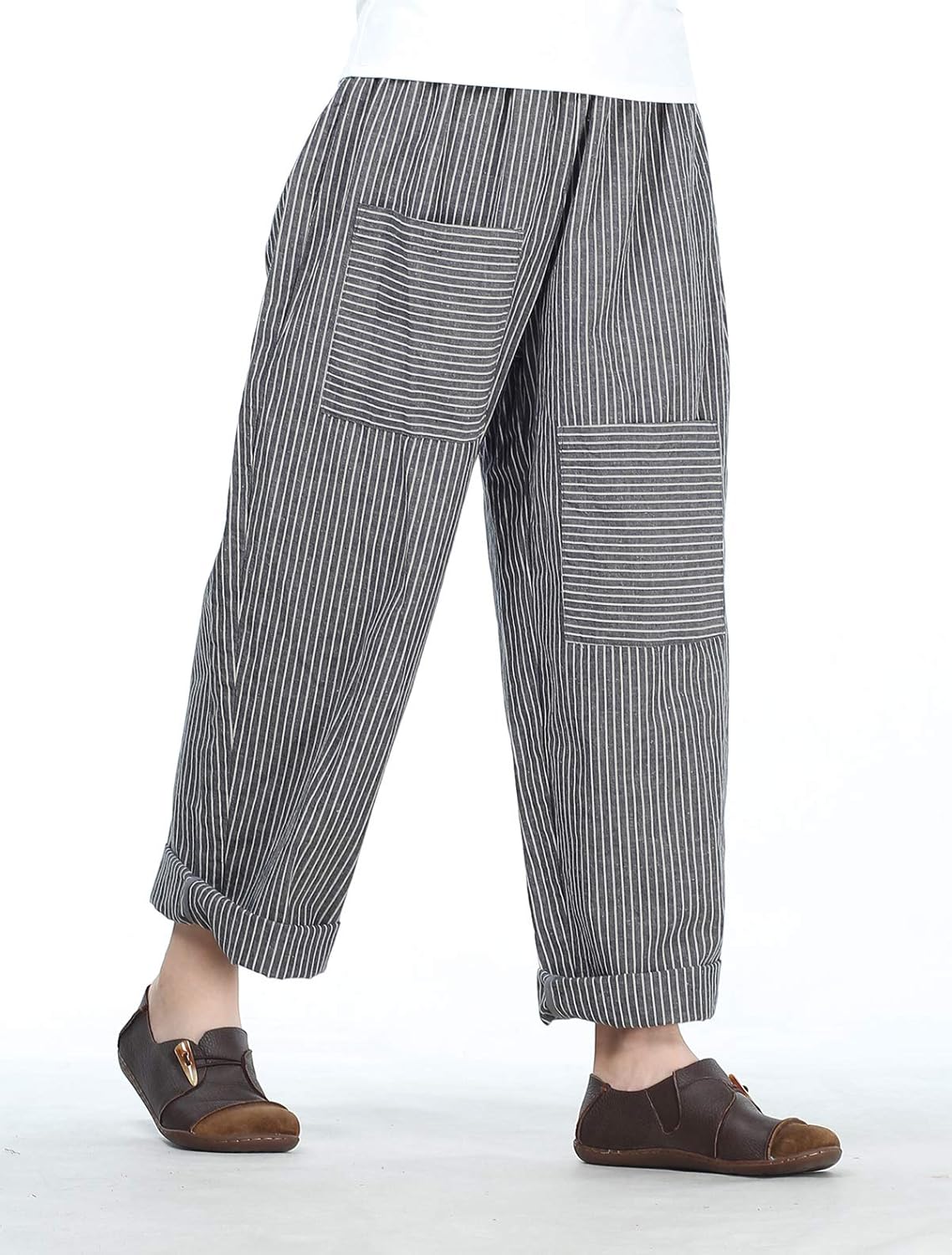Mordenmiss Women's Casual Cotton Linen Pant w/Unique Pockets: Clothing