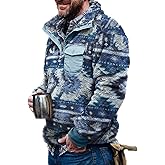 Zhyaj Western Sweatshirts for Men Aztec Fleece Pullover Sweatshirts Mens Vintage Print Fuzzy Sweatshirt
