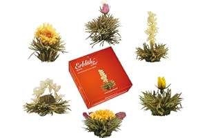 Creano Blooming Tea Sampler in a Classy Gift Box to Try - White Tea - Gift for Women, Mom, Tea Lovers - 6 Pieces (Pack of 1)
