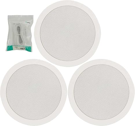 3x Ceiling Speakers White 6 5 Quick Fit 2 Way 100w 8ohm 100v
