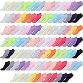 Handepo 100 Pairs Low Cut Ankle Socks for Women, Bulk No Show Breathable Socks for Everyday Casual Wear, Walking, Work
