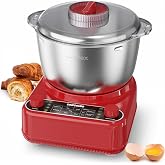Electric Dough Maker with Ferment Function, 6.5QT Stand Dough Mixer, Dough Kneading Machine with 304 Stainless Steel Bowl, Removable Lid &amp; Knob Control, Ideal for Bread, Pizza, Pasta - Empire Red