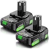 Upgraded Replacement for Ryobi 18V Battery, 2Pack 4.0Ah 18 Volt Battery Lithium Compatible with Ryobi 18 Volt Battery ONE+ Plus P102 P103 P104 P105 P106 P108 P107 PBP002 PBP003 Cordless Power Tools