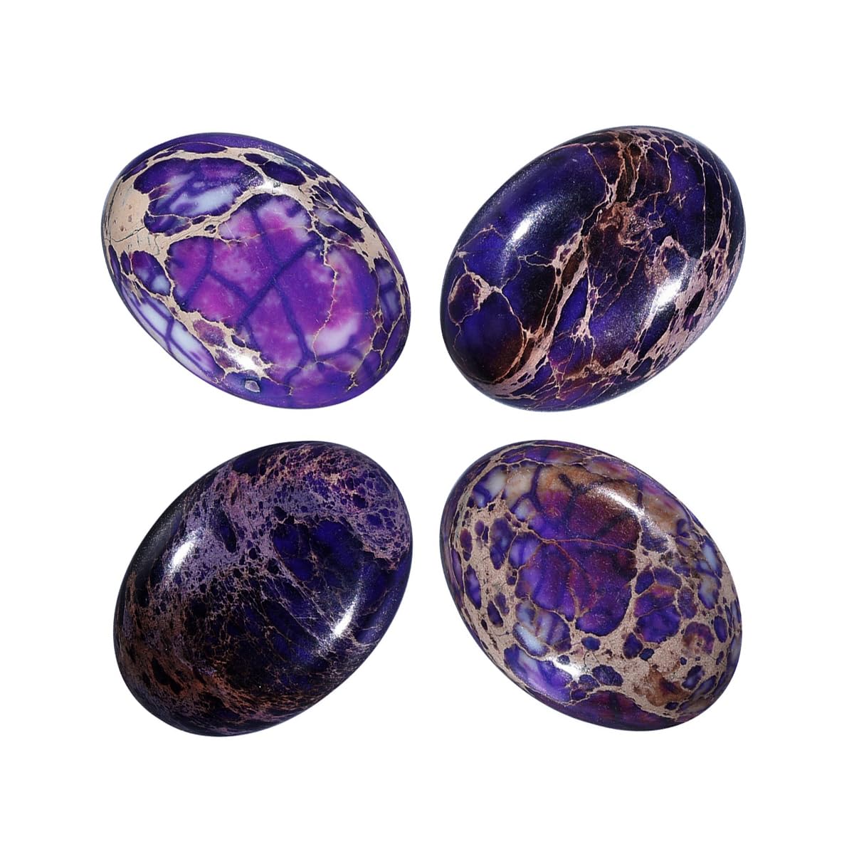 Nupuyai 4pcs Purple Oval Stone Flatback Cabochons for Jewelry Making DIY Charms, Sea Sediment Jasper, 18x25mm