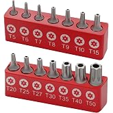Ram-Pro 15Pc Torx Star 6 Point, Security Tamper Proof, Driver Bit Set - T5, 6,7,8,9,10,15,20,25,27,30,35,40,45,50 &ndash; Multifunction Damage/Shear Resistant Hollow Torque Kit