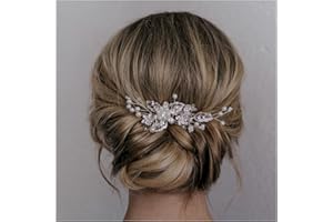 SWEETV Bridal Hair Comb Clip Pin Rhinestone Pearl Wedding Hair Accessories for Bride Bridesmaid, Silver