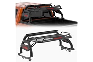 TOKMOWIN Universal Truck Bed Roll Bars with Cargo Basket,Extendable Chase Rack Pickup Sports Bar Fit for Dodge Ram,Ford F-150/F-250/F-350,Ford Ranger,Tundra,Chevy Silverado,GMC Sierra,Frontier(Mid-Size Truck)