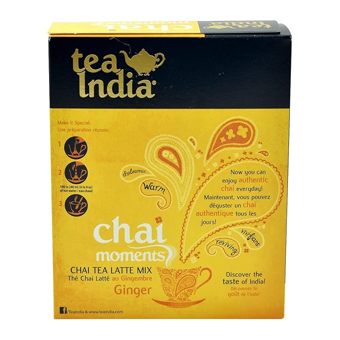 Tea India, Ginger Chai Tea Latte Mix, 10 Pouches Grocery