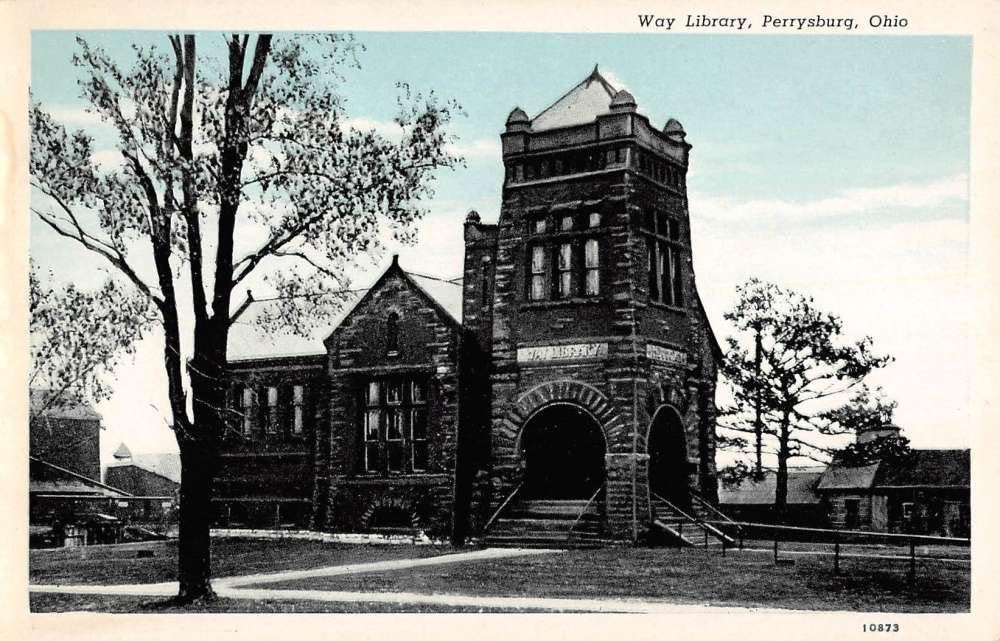 Perrysburg Ohio Way Library Street View Antique Postcard K93919 at