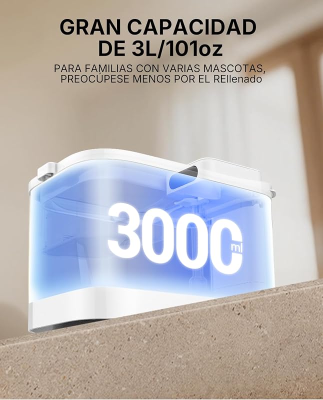 EVERSWEET MAX 2 Fonte Sem Fios para Gatos, Resistente ao Calor, com Sensor de Movimento, Bateria Recarregável de 5000mAh, Controlo por Aplicação, Bebedor Automático para Gato de 3L, Aço Inoxidável