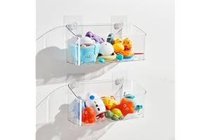 CQUNM Bath Toy Storage Holder for Bathtub, Clear Bath Toy Organizer Large Capacity Bathtub Toy Storage Shower Caddy for Bathroom (2 Large)