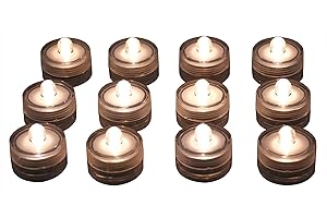 PHINMING 12 PCS Waterproof Submersible LED Tea Lights Underwater Sub Lights for Vase Wedding Party Fish Tank Decor Warm White